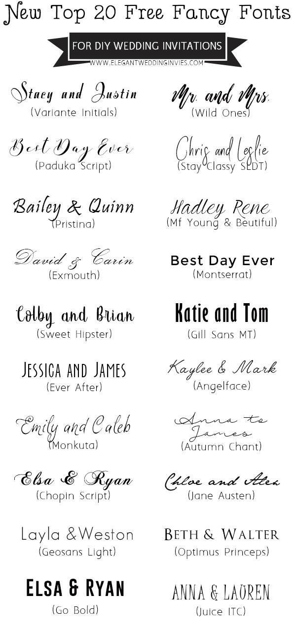 Top 20 Free Fancy Fonts For DIY Wedding Invitations Updated Sign
