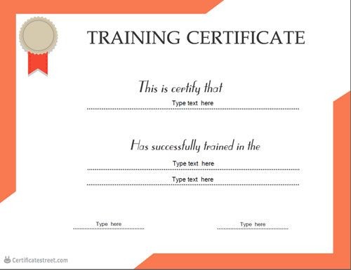 Training Certificate Present This Blank To Certify