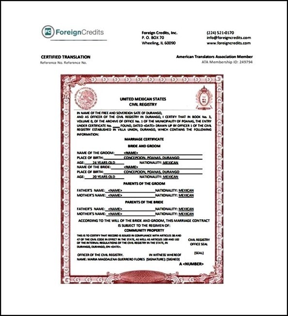 Translate Marriage Certificate From Spanish To English Template Free Birth