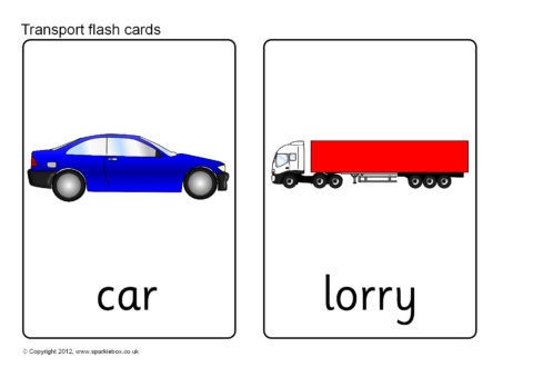 Transport Flash Cards SB7798 SparkleBox Sparklebox Flashcards