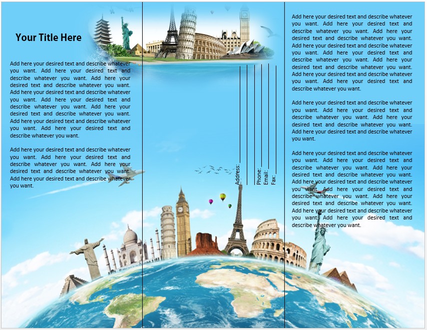 Travel Brochure Template Word Zrom Tk Printable Brochures For Kids