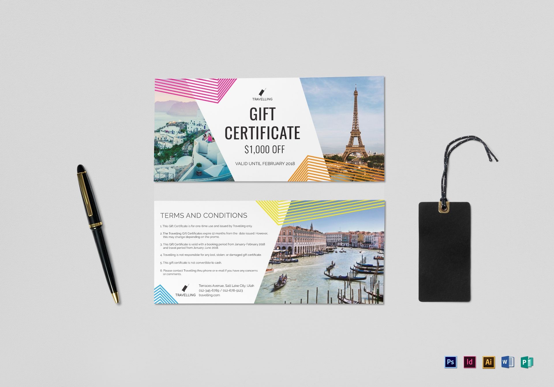 Travel Gift Certificate Design Template In PSD Word Publisher Ai