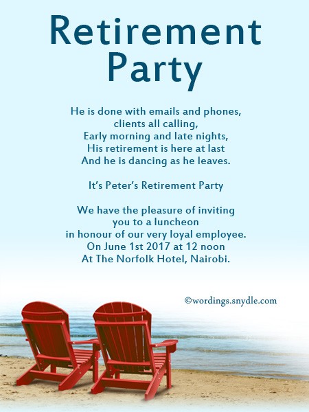 Travel Party Invitation Wording Retirement Sample