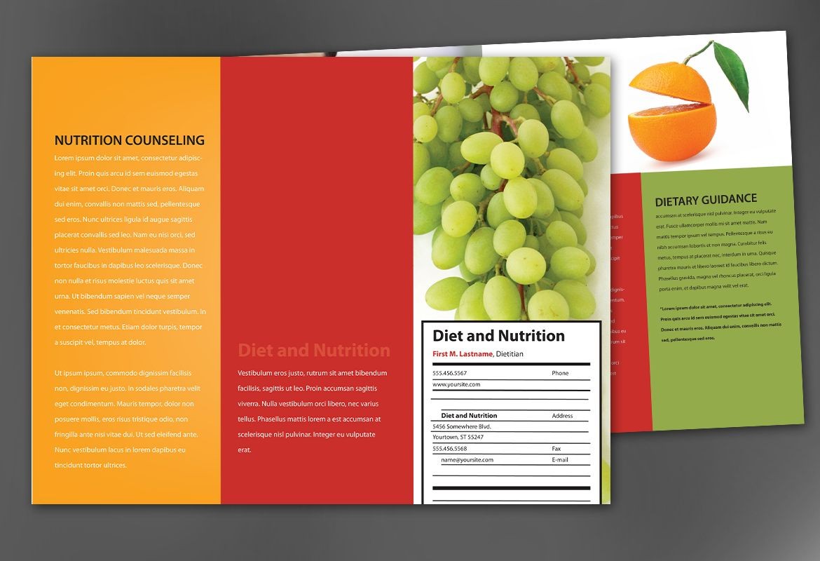 Tri Fold Brochure Template For Health And Nutrition Order