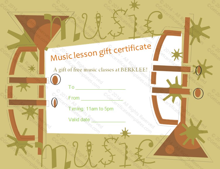 Trumpet Themed Gift Certificate Template