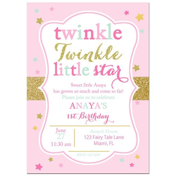 Twinkle Little Star Invitation Printable Or Printed With Template