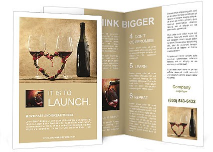 Two Glasses Of Red Wine Brochure Template Design ID