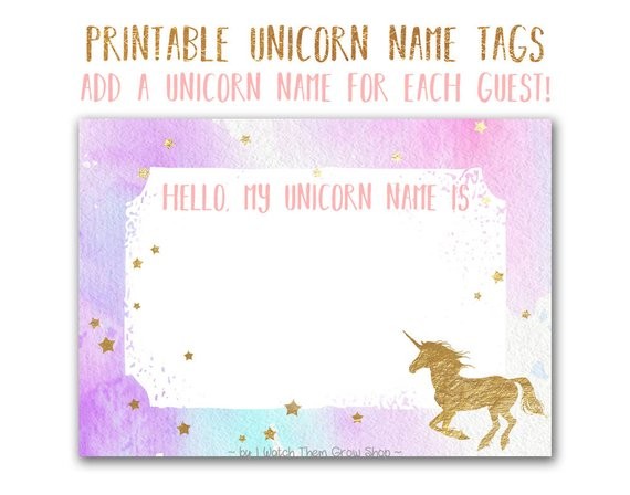 Unicorn Name Tags Printable Stickers Hello My Is
