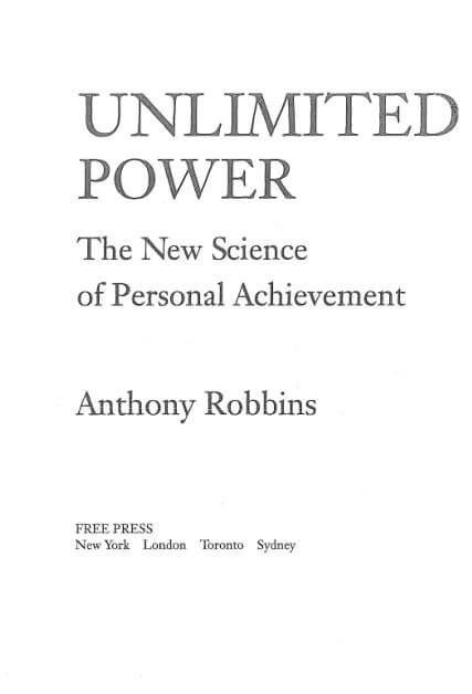 Unlimited Power By Anthony Robbins Download PDF Book Pdf Free
