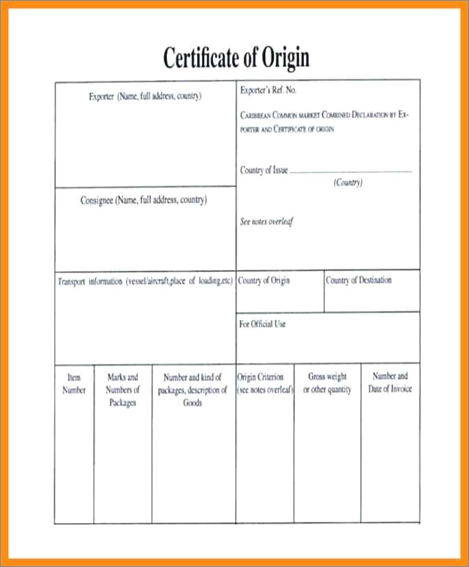 Us Israel Certificate Of Origin Template Margaretcurran