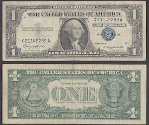 USA 1 Dollar 1957 Blue Seal F VF Condition Silver CErtificate Note Certificate