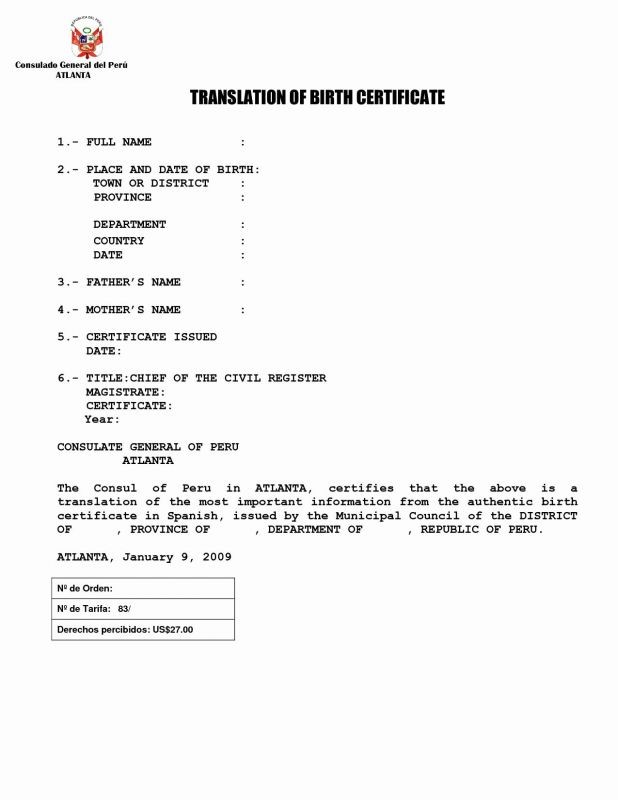 Uscis Birth Certificate Translation Template Awesome Mexican
