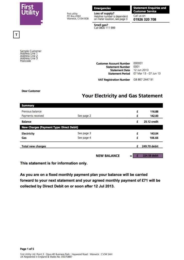 Utility Bill Template Free Download Archives