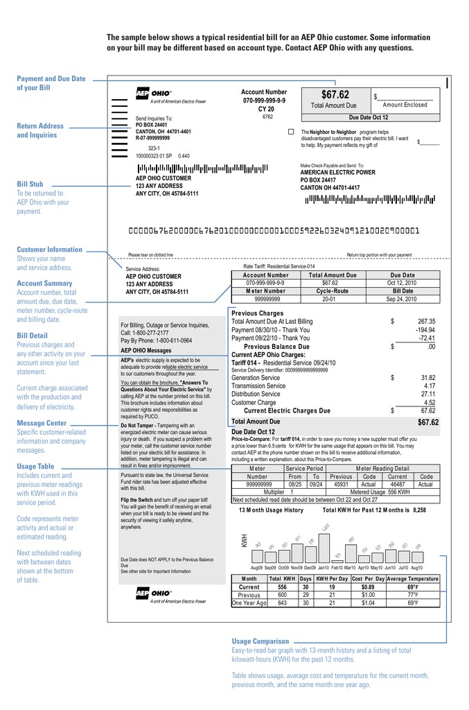 Utility Statement American Electric Power Fake Documents