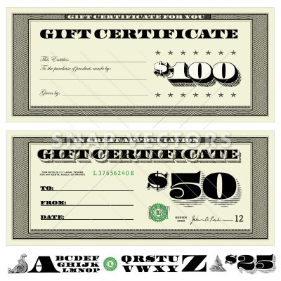 Vector 100 And 1 Dollar Template Set Snap Vectors Fake Money Gift Certificate