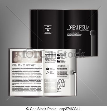 Vector Black And White Brochure Template Design With A