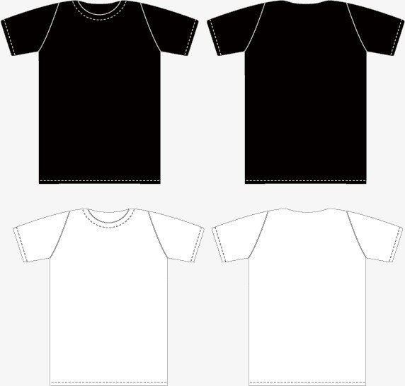 Vector Black And White T Shirt Template Front Back Of