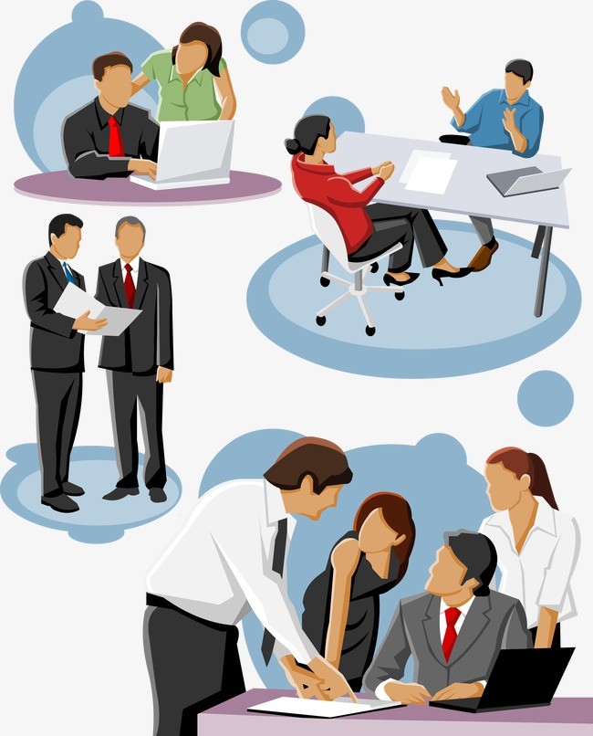 Vector Business People Talking Clipart PNG Free