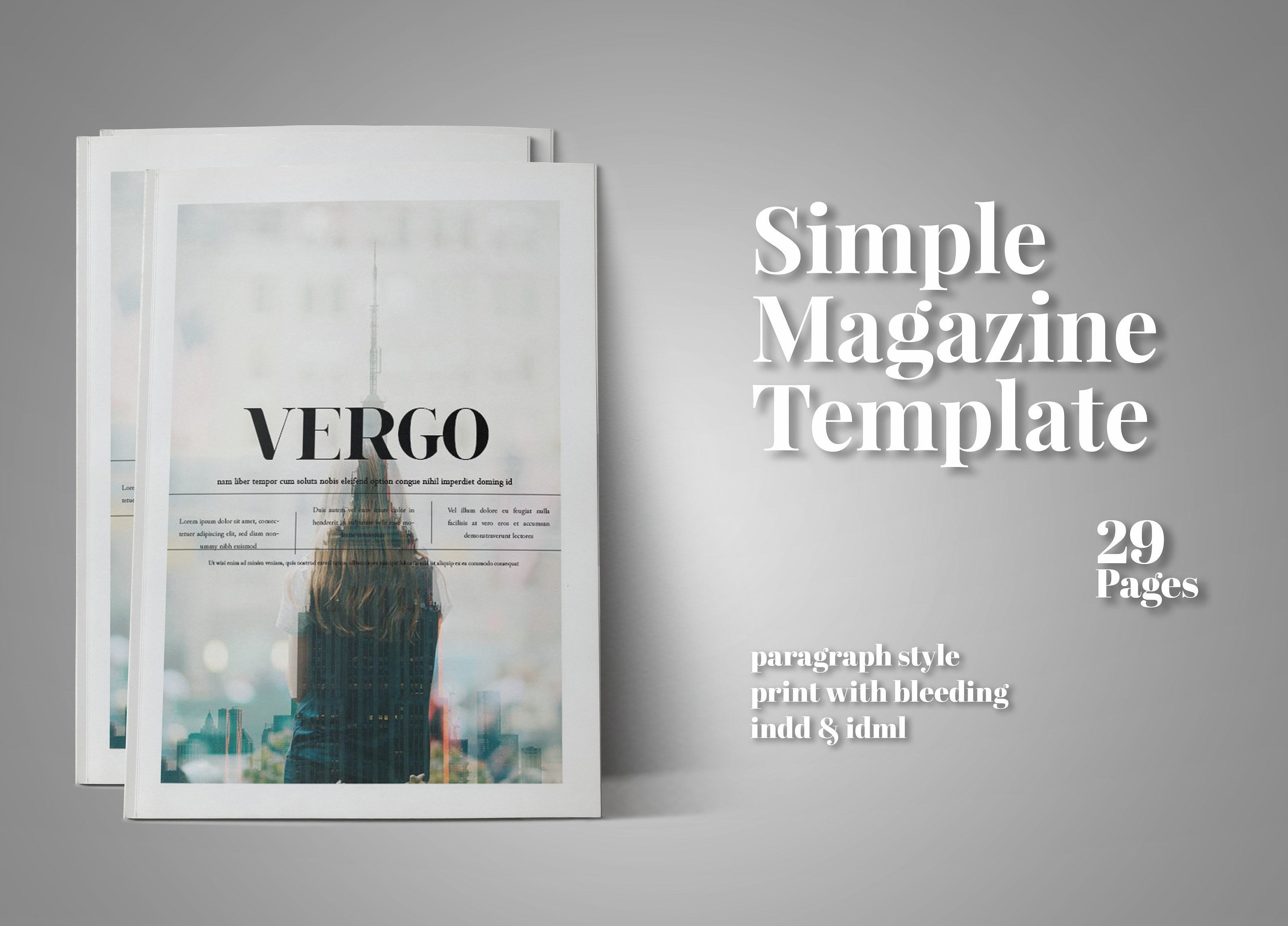 Vergo Magazine Templates Creative Market Simple Template