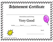 Very Good Student Award Certificate Children S Awards Certificates Templates