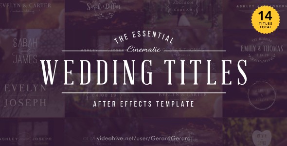 VIDEOHIVE WEDDING TITLES 15927020 FREE DOWNLOAD Free After Effects Wedding