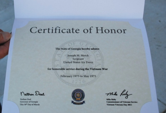 Vietnam Veterans Honored During Veteran S Day Celebrations WRWH Certificates