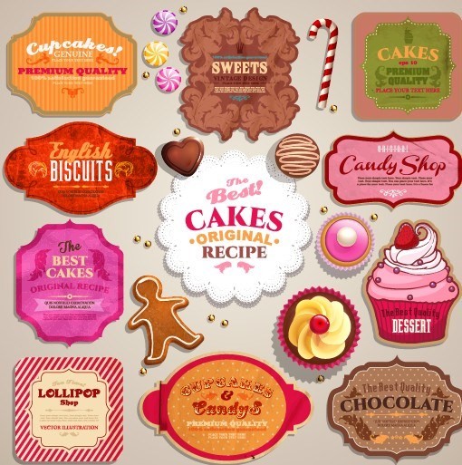 Vintage Sweets And Cake Labels Vector Over Millions Vectors Stock Free Label