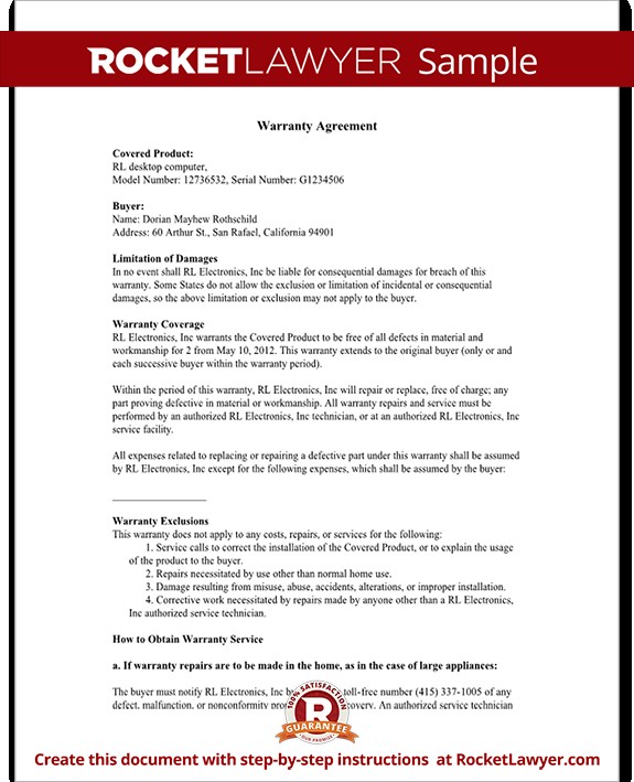 Warranty Agreement Template With Sample Free
