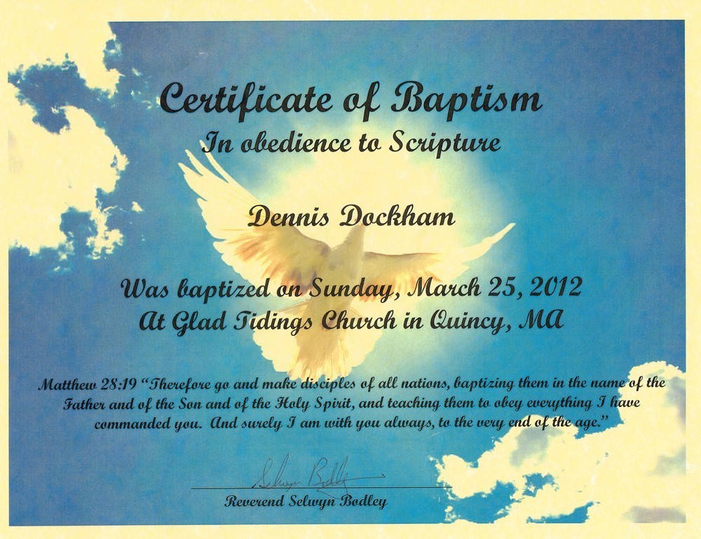 Water Baptism Certificate
