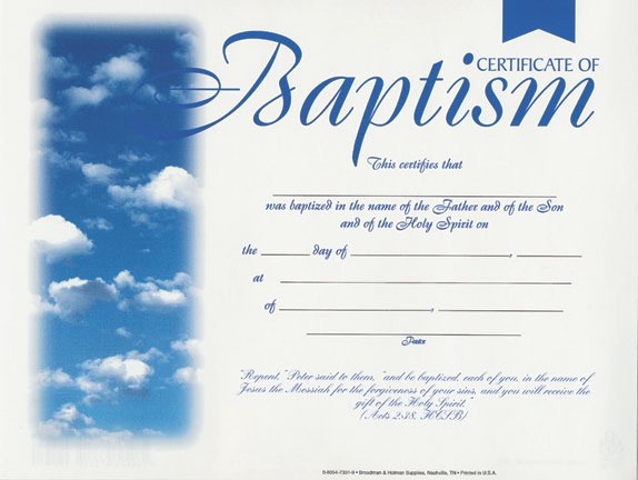 Water Baptism Certificates Certificate Template