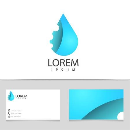 Water Drop Logo Design With Business Card Template