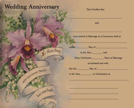 Wedding Anniversary Keepsake Certificate Personalized Record 50 50th Template