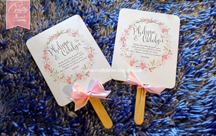 Wedding Card Malaysia Crafty Farms Handmade Pink Floral Wreath Paddle Fan