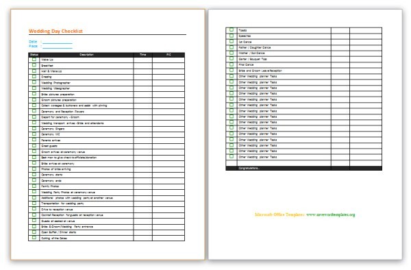 Wedding Planning Checklist Save Word S Schedule