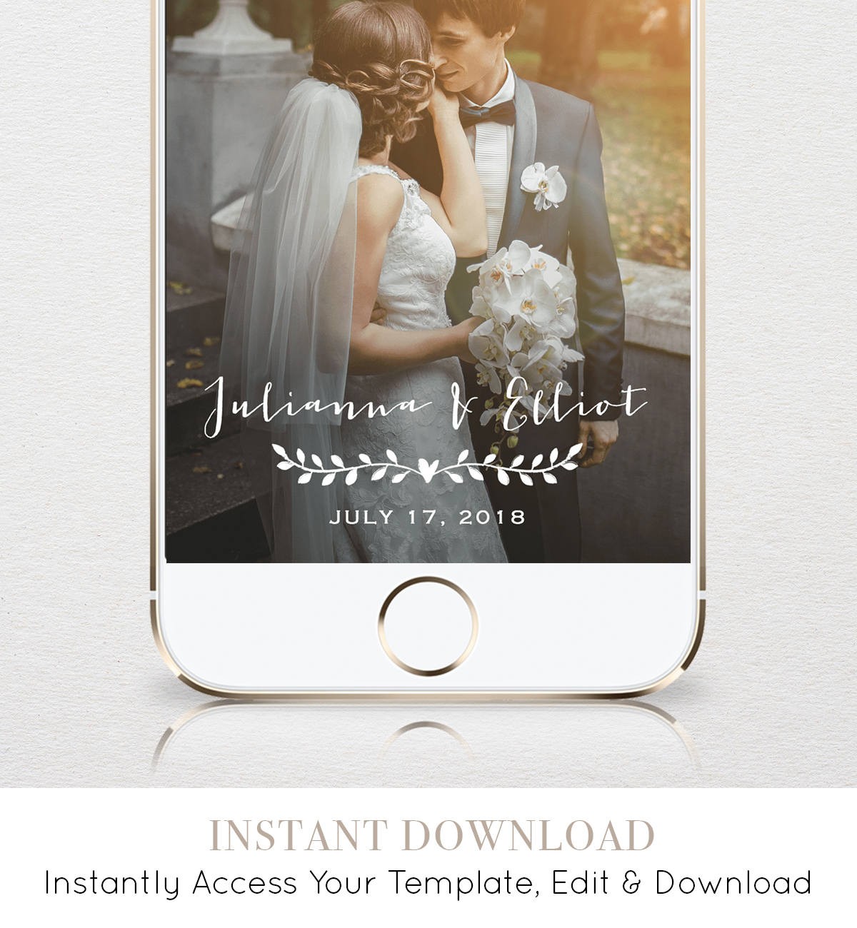 Wedding SnapChat Geofilter Custom GeoFilter Rustic Snapchat Filter Template