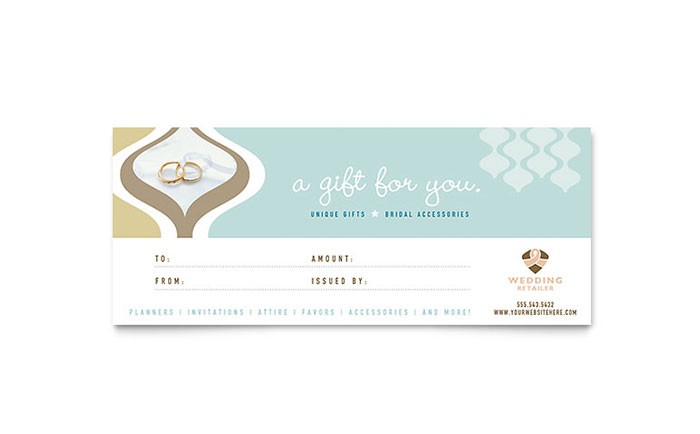 Wedding Store Supplies Gift Certificate Template Word Publisher