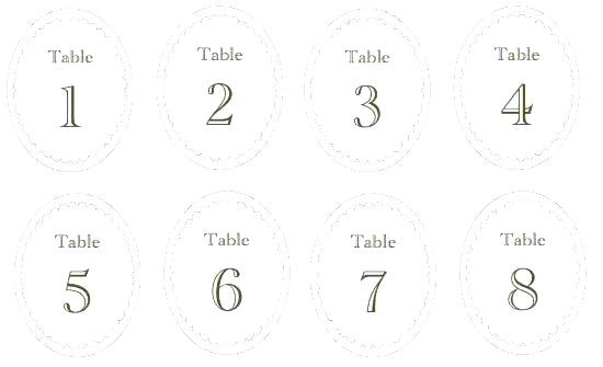 Wedding Table Numbers Templates