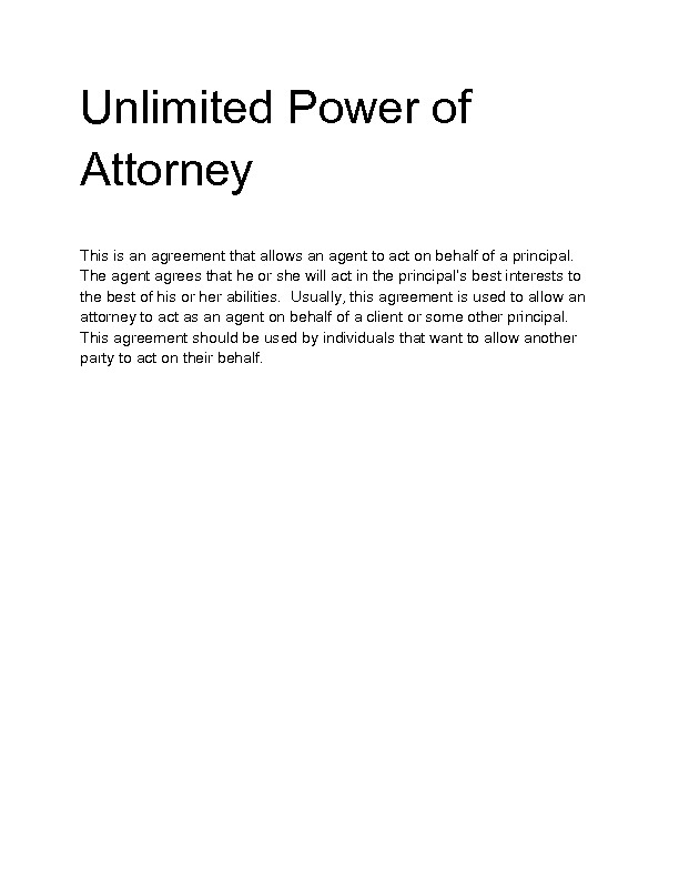 Welcome To Docs 4 Sale Product Details Unlimited Power Of Attorney