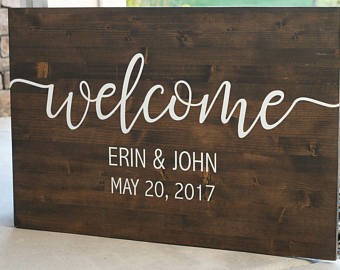 Welcome To Our Wedding Sign Wooden Etsy