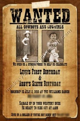 Western Invitations Epic Wanted Poster Birthday