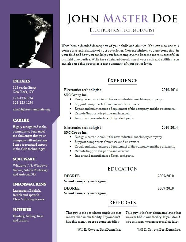 Word Document Resume Template Doc Ideas Of