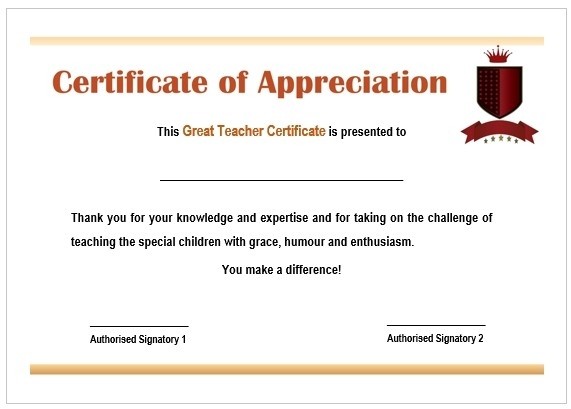 Wordings For Certificate Of Appreciation Teachers Affordable Wording