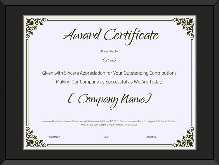 Years Of Service Award Certificate Templates Zrom Tk Template