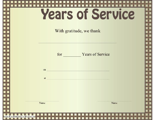 Years Of Service Certificate Template Long Sample