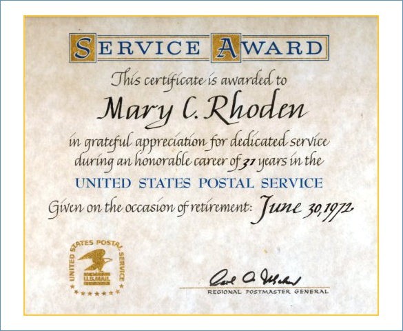 Years Of Service Certificate Template Work Anniversary