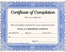 Yoga Certification Certificate Printable Templates Free