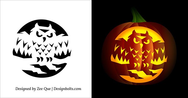 10 Free Printable Scary Pumpkin Carving Patterns Stencils Ideas 2014 Owl