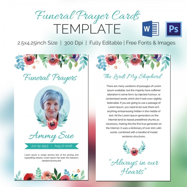 11 Funeral Card Templates Free PSD AI EPS Format Download Prayer Template