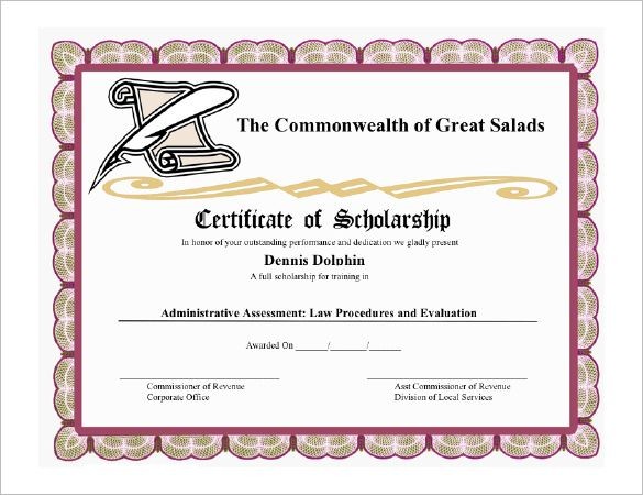 11 Scholarship Certificate Templates Free Word PDF Office Award Template