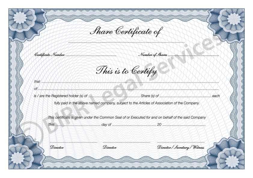 13 Share Stock Certificate Templates Excel PDF Formats Blank Certificates Free Download